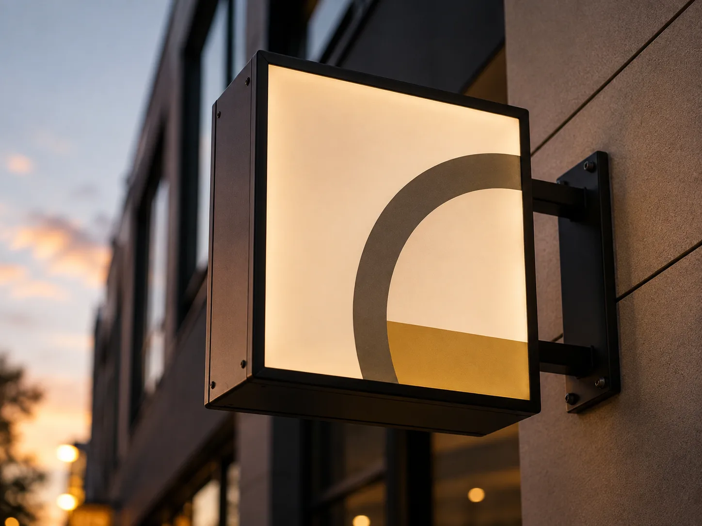 Illuminated projecting box sign